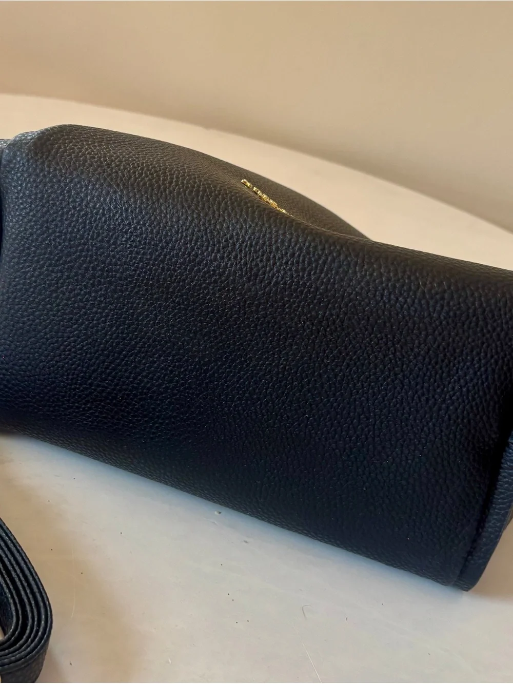 Kate Spade Black Pebbled Leather Satchel with Gold Logo